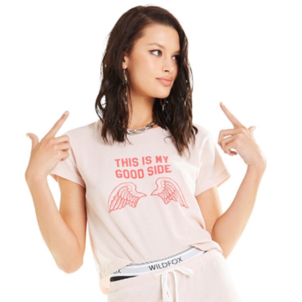 NWT Wildfox Good Side Crop Baby Tee Shirt